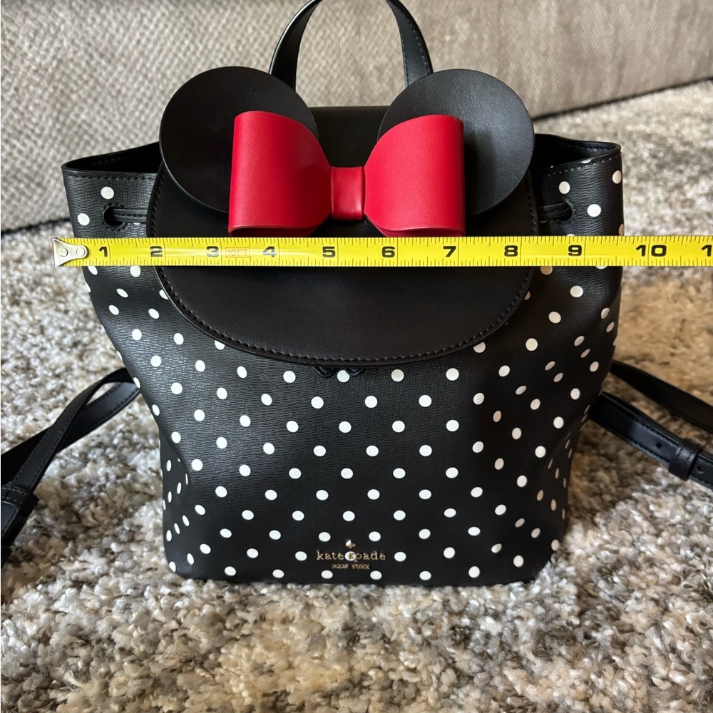 Kate Spade Black and Red Minnie Mouse Polka Dot Backpack Purse - Picture 7 of 8